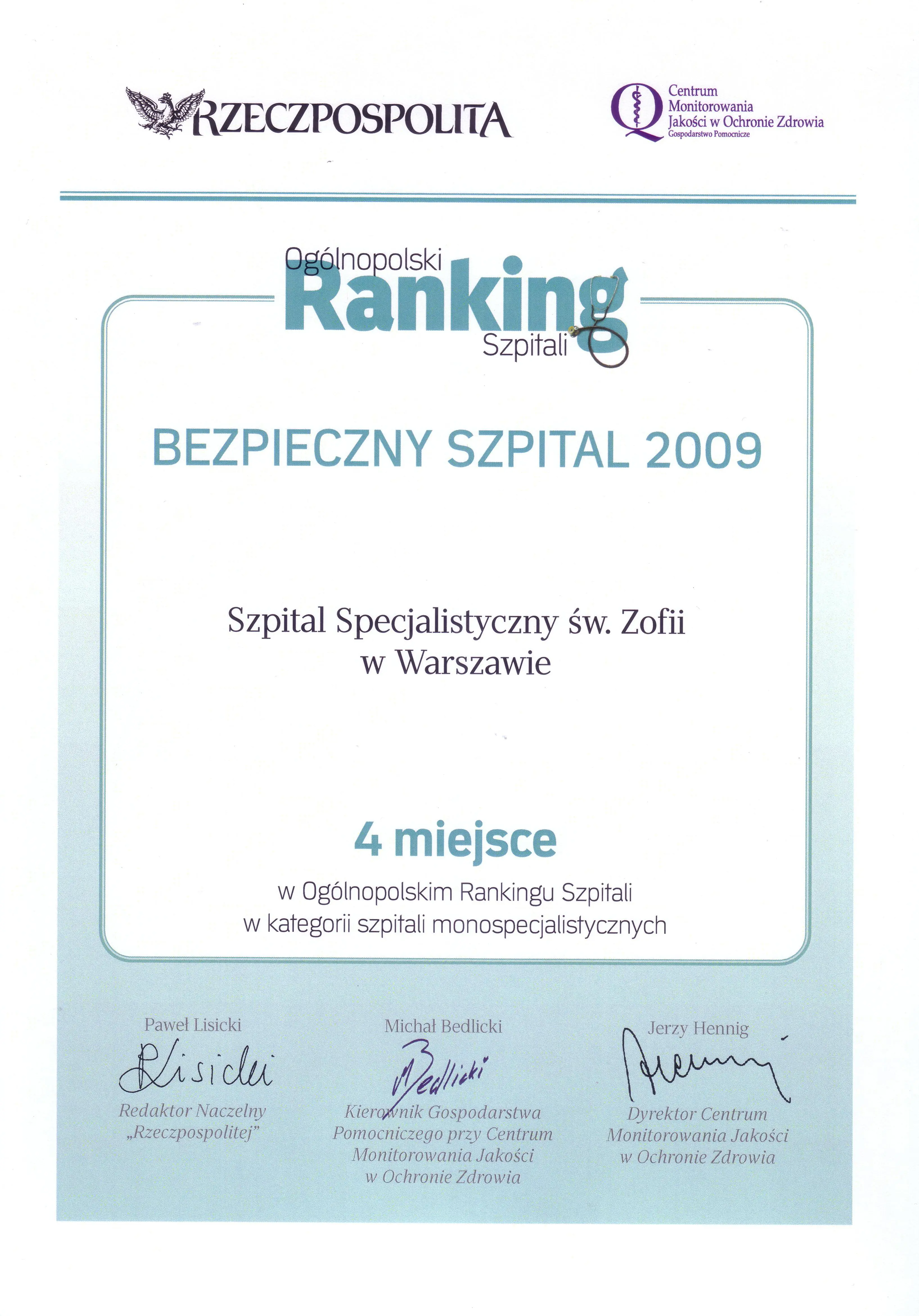 Bezpieczny Szpital 2009