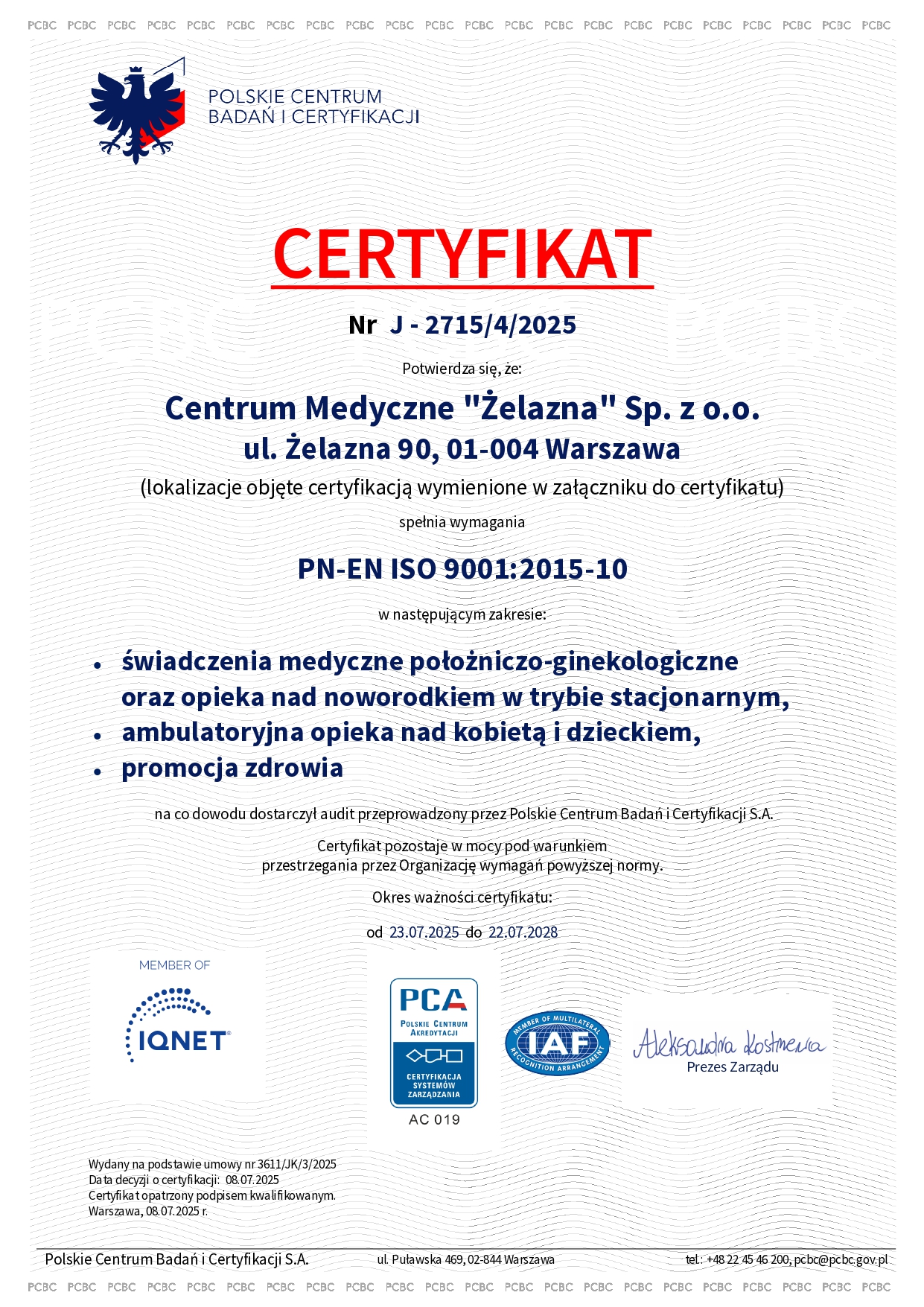 Certyfikat 9001