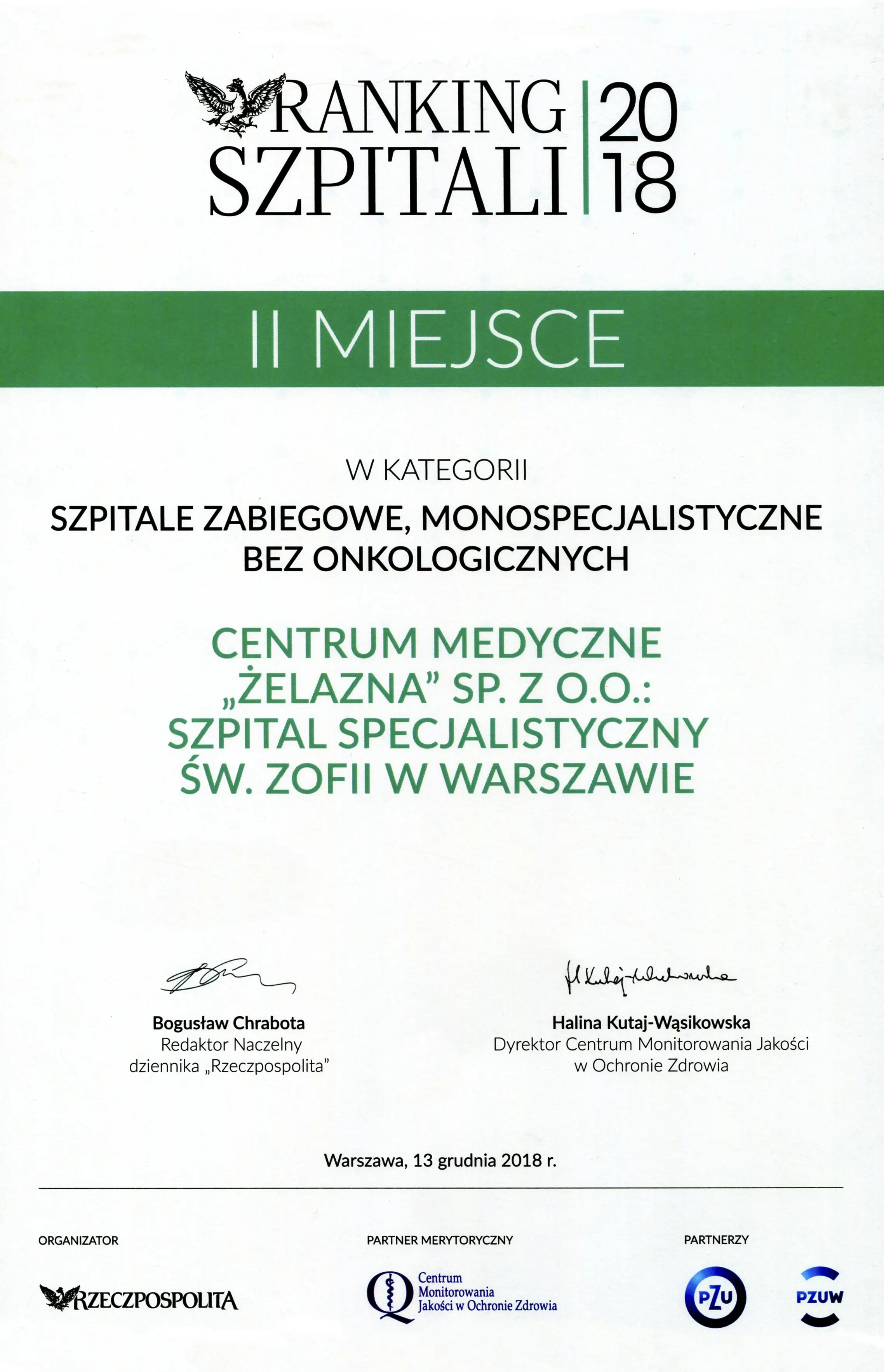 rankin szpitali monospecjalistyczne
