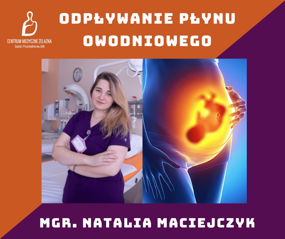 zdjęcie położnej Natalii Maciejczyk, obok rysunek brzucha i dziecko w środku